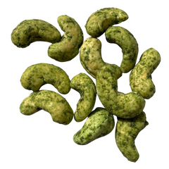 Cashew Nuts Green Chilli Spiced are coated in a green chilli seasoning that adds a bold and tangy taste to the nutty and buttery cashews