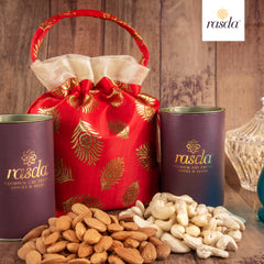 Elevating corporate gifting and family functions to new heights with Our Radhaka dry fruits gift potli.