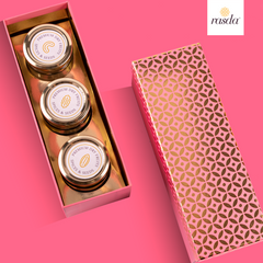 Rajastha gift box contains 3 glass Jars Set is meant for storing Dry fruit ,Candies Snacks or Spice in a stylish but in most organized manner. 