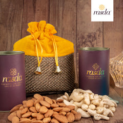 Yellow Ranvita Gift Potli Specially curated gift box for you with our premium quality dry fruits.