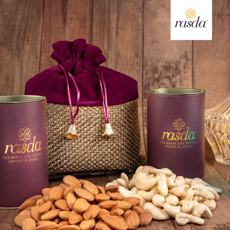 Maroon Ranvita Gift Potli Specially curated gift box for you with our premium quality dry fruits.
